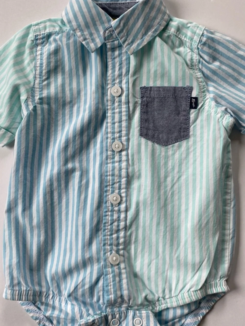 Oshkosh B'gosh Boys One Piece Size 6 Months Striped Shirt Rolled Sleeve Baby